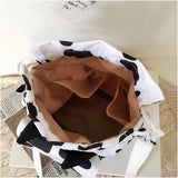Mini Cow Print Nylon Shoulder Bag Bucket Crossbody Bags For Girls