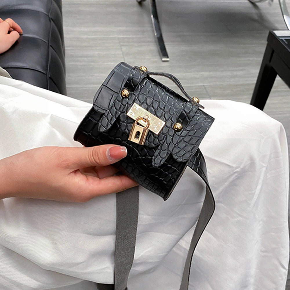 Crocodile Print Waist Pack Women Crossbody Chest Bag