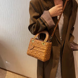 Embossed Leather Mini Crossbody Bag for Women