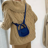 Solid Leather Crossbody Bag for Women Top Handle Clutches