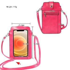 Mini Crossbody Cell Phone Pouch Purse with Touch Screen Window
