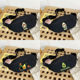 Avocado Print Canvas Mini Crossbody Shoulder Waist Bag