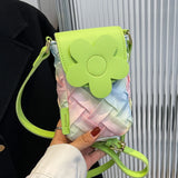 Mini Flower Fabric Phone Crossbody Sling Bag Summer Totes Women's Handbag