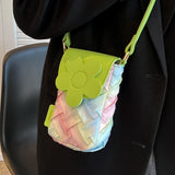 Mini Flower Fabric Phone Crossbody Sling Bag Summer Totes Women's Handbag