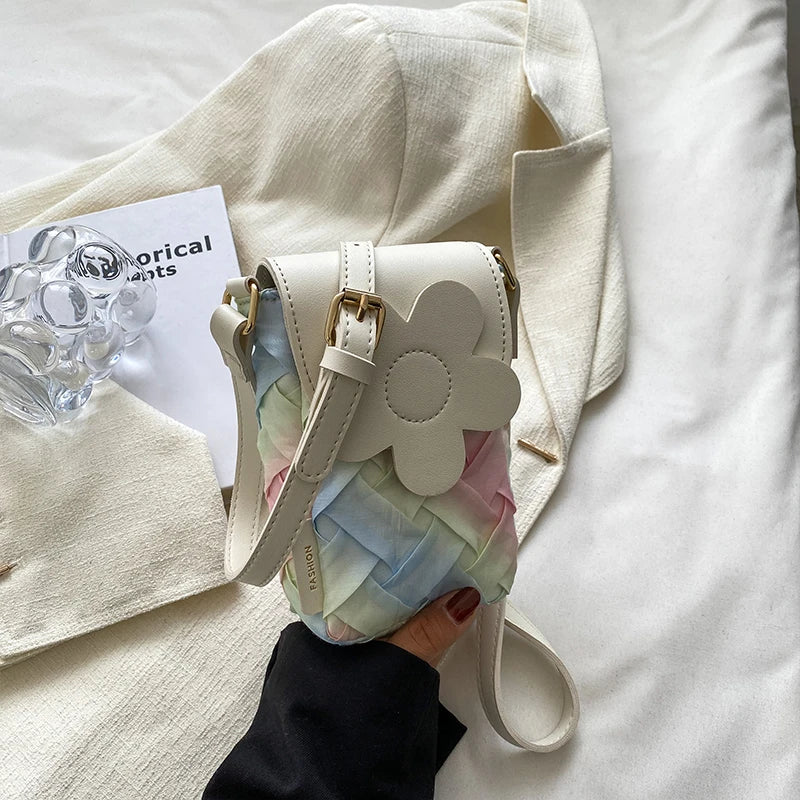 Mini Flower Fabric Phone Crossbody Sling Bag Summer Totes Women's Handbag