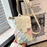 Mini Flower Fabric Phone Crossbody Sling Bag Summer Totes Women's Handbag