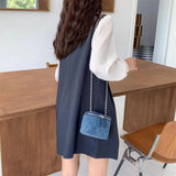 Mini Denim Crossbody Bag Chains Shoulder Bag Handbag Purse