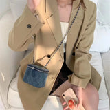 Mini Denim Crossbody Bag Chains Shoulder Bag Handbag Purse