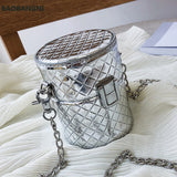 Patent Leather Mini Flap Cylinder Bag Chain Shoulder Messenger Bag