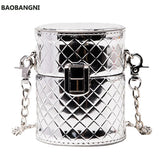Patent Leather Mini Flap Cylinder Bag Chain Shoulder Messenger Bag