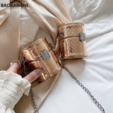 Patent Leather Mini Flap Cylinder Bag Chain Shoulder Messenger Bag