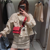 Mini Flip Square bag PU Leather Women's Handbag