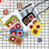 Mini Flower Knitting Phone Bag Women Crossbody Bags Crochet Shoulder Bag