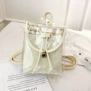 Mini Girl PVC Backpack Bag Transparent Women Travel Shoulder Bags