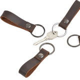 Cowhide Leather Key Ring Holder Bag Keychain Pocket for Car Keys Women Men