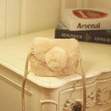 Mini Plush Kids Girls Handbag Pom Pom Shoulder Messenger