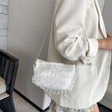 Mini Lace Flower Beads Handbag Sweet Shoulder Bags For Women Crossbody Bag
