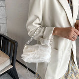 Mini Lace Flower Beads Handbag Sweet Shoulder Bags For Women Crossbody Bag