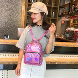 Silver Laser Backpack Women Youth Bag Teenage Girls School Bag