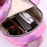 Silver Laser Backpack Women Youth Bag Teenage Girls School Bag