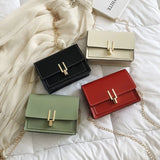 Green Leather Crossbody Bag Chain Shoulder Messenger Lady Travel Purse