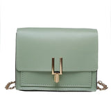 Green Leather Crossbody Bag Chain Shoulder Messenger Lady Travel Purse