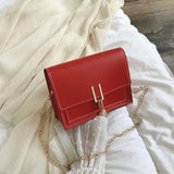 Leather Crossbody Bag Women Chain Shoulder Messenger Bag
