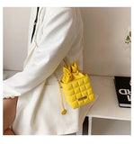 Mini Leisure Bucket Bag Waffle Messenger Bag Chain Bag