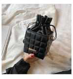 Mini Leisure Bucket Bag Waffle Messenger Bag Chain Bag