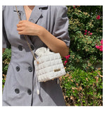 Mini Leisure Bucket Bag Waffle Messenger Bag Chain Bag