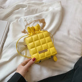 Mini Leisure Bucket Bag Waffle Messenger Bag Chain Bag