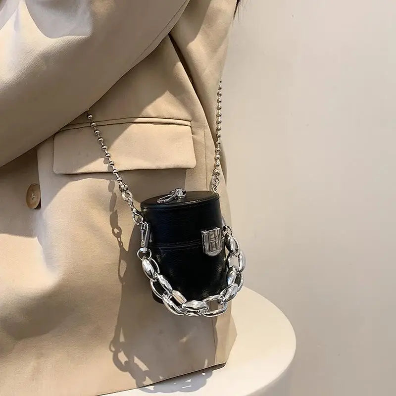 Mini Lipstick Cross Body Bag Chain Shoulder Small Coin Purse Cylindrical