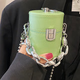 Mini Lipstick Cross Body Bag Chain Shoulder Small Coin Purse Cylindrical