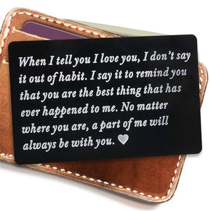 Engraved Wallet Inserts for Boyfriend - Love Note - Permanent Engraving