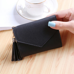 Mini Tassel Wallet Women Purse Short Students Lovely Purse Female Small Wallet