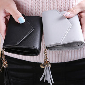 Mini Tassel Wallet Women Purse Short Students Lovely Purse Female Small Wallet