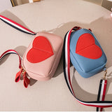 Lychee Leather Crossbody Bag Small Ladies Phone Heart-Shaped Shoulder Studen Pur