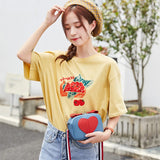 Lychee Leather Crossbody Bag Small Ladies Phone Heart-Shaped Shoulder Studen Pur