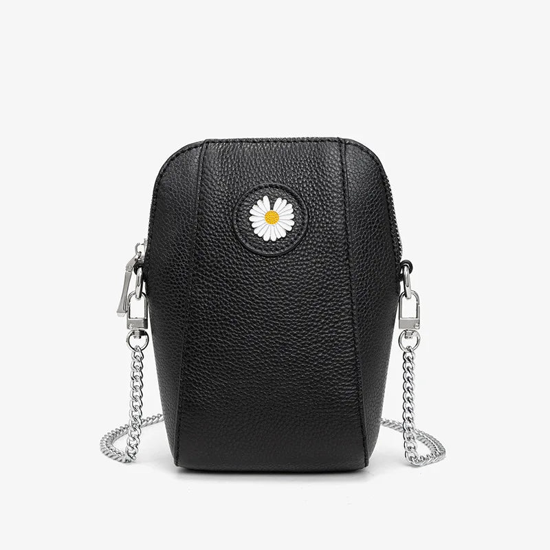 Leather Phone Bag Zipper Wallet Fanny Pack Chain Shoulder Bag