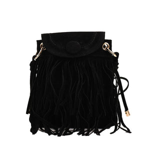 Nubuck Leather Tassel Mini Messenger Bag