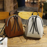 Mini PU Leather Backpack Small Shoulder Bag Tassel Zipper