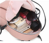 Small PU Leather Backpack Women's Shoulder Bag with Tassel Zipper