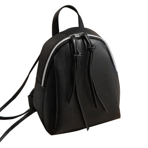 Mini PU Leather Backpack with Tassel Zipper for Women's Small Shoulder Bag
