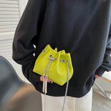 Mini PU Leather Bucket Bag Summer Shoulder Crossbody Handbag Female Totes