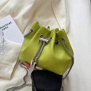 Mini PU Leather Bucket Bag Summer Shoulder Crossbody Handbag Female Totes