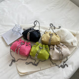 Mini PU Leather Bucket Bag Summer Shoulder Crossbody Handbag Female Totes