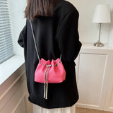 Mini PU Leather Bucket Bag Summer Shoulder Crossbody Handbag Female Totes