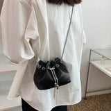 Mini PU Leather Bucket Bag Summer Shoulder Crossbody Handbag Female Totes
