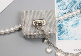 Mini PVC Rhinestone Waist Bag Women Fanny Packs Street Pearl Chain Chest Bag