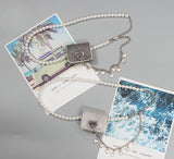Mini PVC Rhinestone Waist Bag Women Fanny Packs Street Pearl Chain Chest Bag